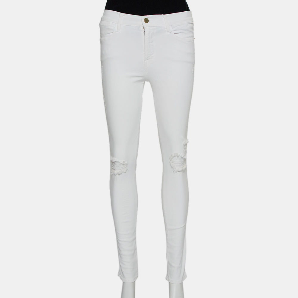 luxury-women-frame-used-clothes-p426546-009 Frame White Denim High Skinny Distressed Blanc Jeans M