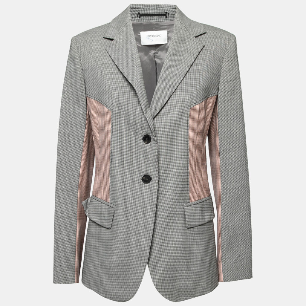 luxury-women-sportmax-used-clothes-p759794-001 Sportmax Black & Pink Patterned Wool Single-Breasted Blazer M
