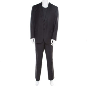 luxury-men-brioni-used-clothes-p184925-002 brioni grey herringbone pattern wool tailored suit xs