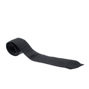 luxury-men-dunhill-used-accessories-p210304-002 dunhill black and grey grid pattern silk jacquard tie