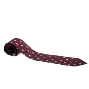 luxury-men-ermenegildo-zegna-used-accessories-p209917-002 ermenegildo zegna burgundy silk jacquard zig zag floral pattern tie