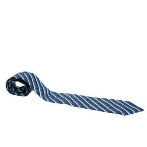 lanvin blue diagonal striped silk traditional tie