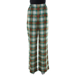 alberta ferretti multicolor plaid silk high waist trousers m