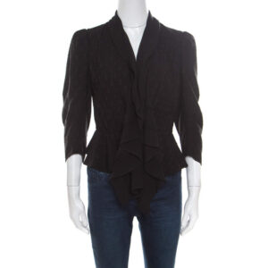 luxury-women-alexander-mcqueen-used-clothes-p171032-007 alexander mcqueen black faux layered drape detail cropped blazer s