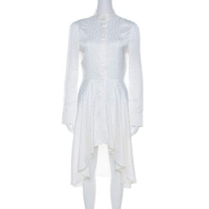 alexander mcqueen cream leaf jacquard asymmetric hem shirt dress s
