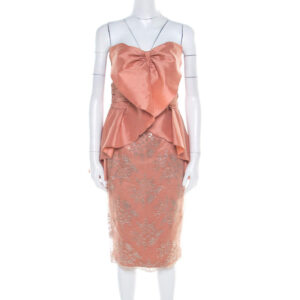 luxury-women-badgley-mischka-used-clothes-p182198-001 badgley mischka collection copper metallic lace overlay strapless kimono dress l