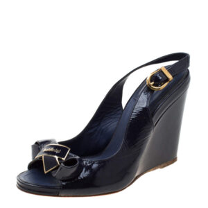 luxury-women-baldinini-used-shoes-p208879-003 baldinini blue leather bow wedge ankle strap sandals size 37