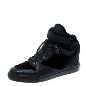 luxury-women-balenciaga-used-shoes-p168563-003 balenciaga black velvet and leather high top sneakers size 37
