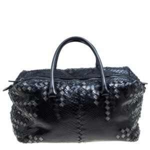 luxury-women-bottega-veneta-used-handbags-p164230-1545810724-014 bottega veneta black python and leather intrecciato detail brick bag