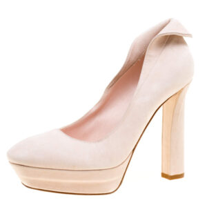 luxury-women-bottega-veneta-used-shoes-p168333-006 bottega veneta blush pink suede platform pumps size 37.5