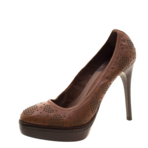 luxury-women-burberry-used-shoes-p210260-007 burberry brown leather studded platform pumps size 37.5