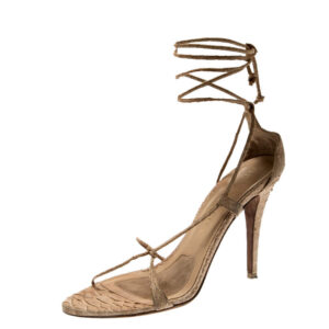 luxury-women-burberry-used-shoes-p211678-002 burberry beige python leather ankle wrap open toe sandals size 38