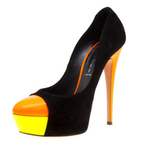 luxury-women-casadei-used-shoes-p169939-006 casadei tricolor suede and patent leather cap toe platform pumps size 39