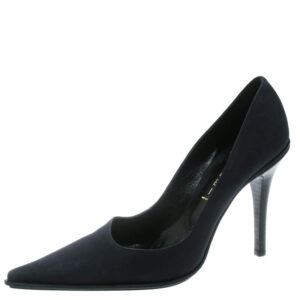 luxury-women-casadei-used-shoes-p178194-003 casadei navy blue satin pointed toe pumps size 38.5