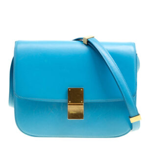 celine turquoise leather medium classic box shoulder bag