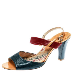 celine multicolor leather slingback open toe sandals size  39.5