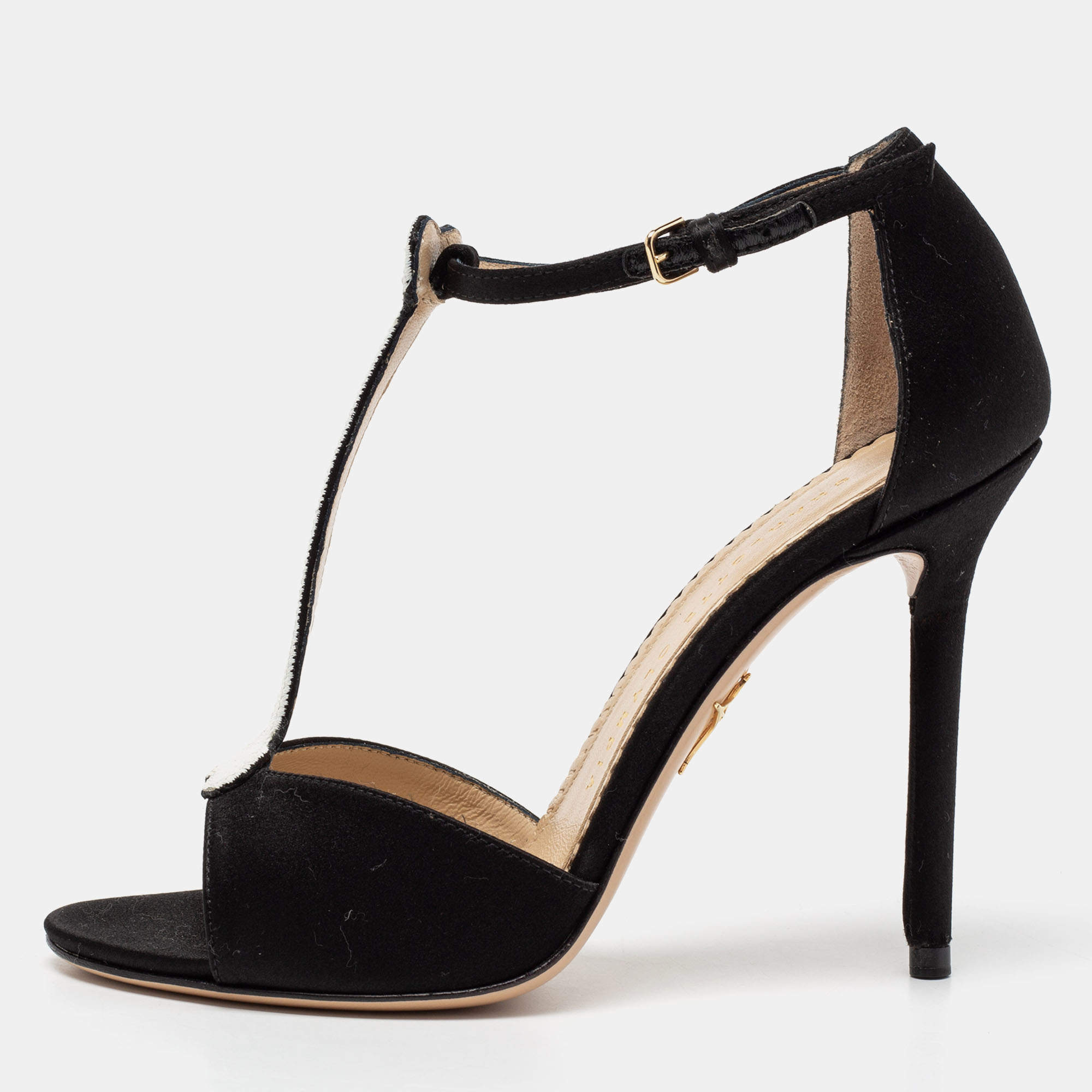 luxury-women-charlotte-olympia-new-shoes-p204631-009 charlotte olympia monochrome satin skeleton t strap sandals size 36.5