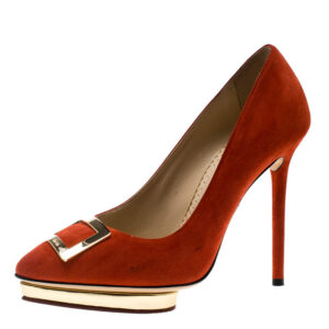 luxury-women-charlotte-olympia-used-shoes-p162199-006 charlotte olympia red suede fairest of them all platform pumps size 36.5