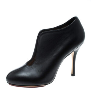 luxury-women-charlotte-olympia-used-shoes-p168300-003 charlotte olympia black leather ankle booties size 37