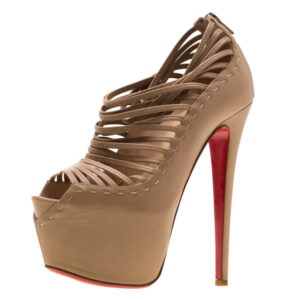 luxury-women-christian-louboutin-used-shoes-p196037-007 christian louboutin beige leather zoulou platform peep toe cage sandals size 36.5