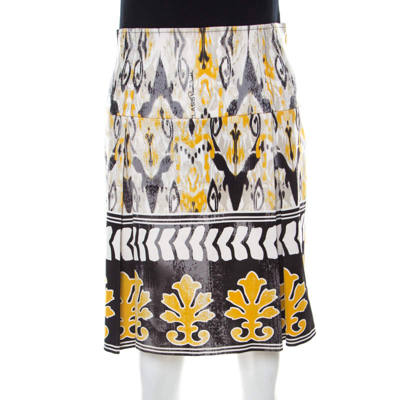 luxury-women-class-by-roberto-cavalli-used-clothes-p216864-004 class by roberto cavalli multicolor batik printed jersey pleated skirt m