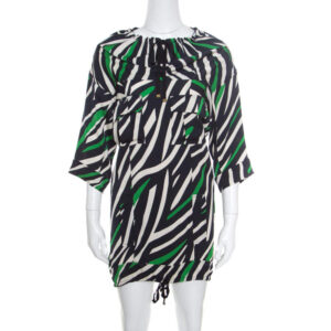 luxury-women-diane-von-furstenberg-used-clothes-p170505-004 diane von furstenberg multicolor striped silk tie detail kangou tunic s