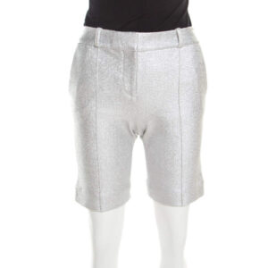 diane von furstenberg metallic silver silk lined new boymuda shorts s
