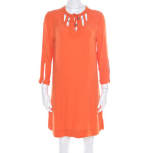 luxury-women-diane-von-furstenberg-used-clothes-p182335-001 diane von furstenberg orange long sleeve kea dress m