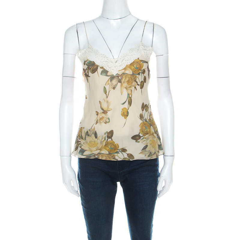 luxury-women-dior-used-clothes-p216489-005 christian dior beige floral silk lace trim camisole top m