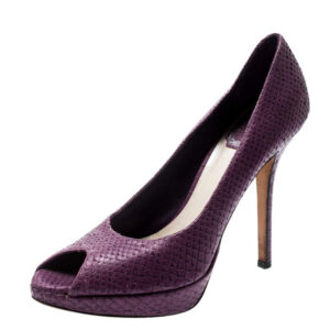 luxury-women-dior-used-shoes-p212616-003 dior purple python miss dior peep toe platform pumps size 37.5