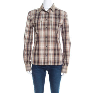 luxury-women-dolcegabbana-used-clothes-p197386-006 dolce & gabbana brown checked cotton organza trim shirt s