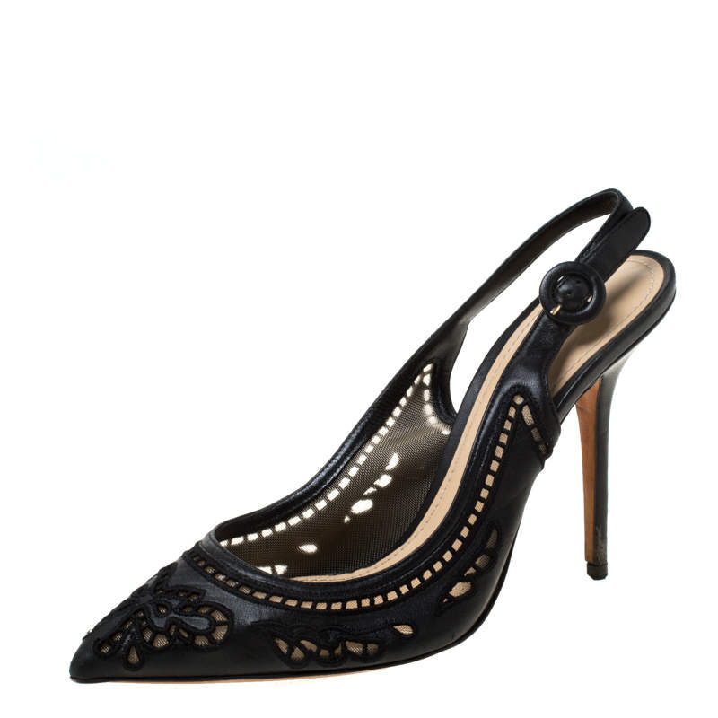 luxury-women-dolcegabbana-used-shoes-p213753-003 dolce & gabbana black leather and lace anglaise slingback sandals size 39