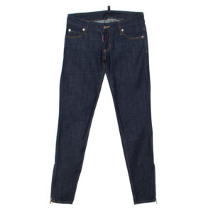 luxury-women-dsquared2-used-clothes-p206409-001 dsquared2 indigo dark wash denim crystal embellished badge detail tapered jeans s