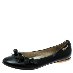 luxury-women-dsquared2-used-shoes-p181833-003 dsquared2 black leather flower detail ballet flats size 37