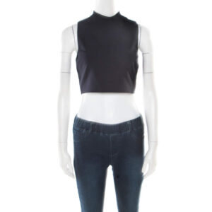 luxury-women-elizabeth-james-used-clothes-p176841-001 elizabeth & james navy blue stretch ponte knit avita crop top s