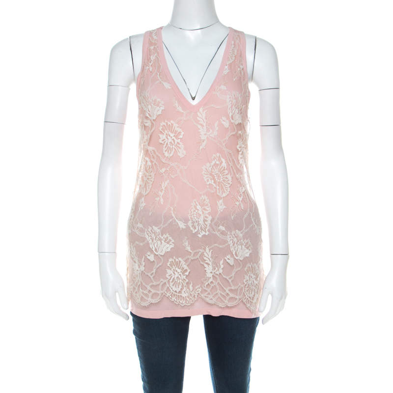 luxury-women-emanuel-ungaro-used-clothes-p216502-006 emanuel ungaro pale pink floral lace overlay tank top l