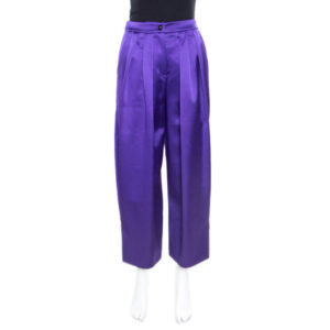 luxury-women-emporio-armani-used-clothes-p165621-001 emporio armani purple satin pleated wide leg pants s