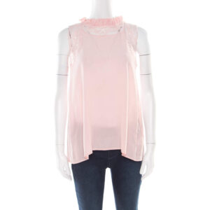 luxury-women-ermanno-scervino-used-clothes-p176701-005-1 ermanno scervino pink sorbet silk floral lace trim sleeveless top m