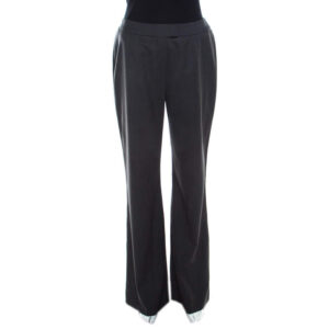 escada grey stretch wool high waist wide leg trousers m