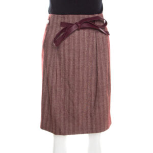 luxury-women-escada-new-clothes-p200183-005 escada burgundy herringbone wool and silk knotted leather belt detail skirt m