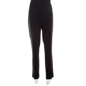 escada black wool crepe high waist tovah trousers m