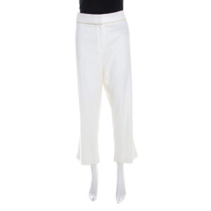 luxury-women-escada-new-clothes-p201267-003-1 escada white stretch cotton embellished waist detail cropped tonikka pants xl