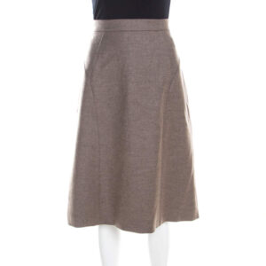 escada pine brown wool tailored rubla a line skirt l