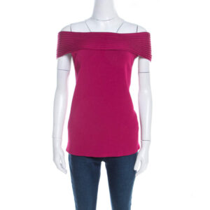 luxury-women-escada-new-clothes-p201469-1560679444-002-1 escada magenta pink rib knit off shoulder sleeveless top m