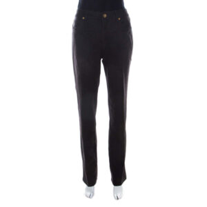 escada charcoal grey wool high rise straight leg tessa trousers m
