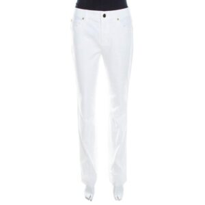 escada white stretch denim high rise straight leg tessa jeans s