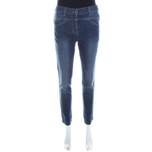 escada indigo faded effect denim cropped skinny jeans s