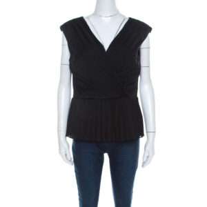 luxury-women-escada-used-clothes-p200493-006 escada black crepe sleeveless pleated peplum blouse l