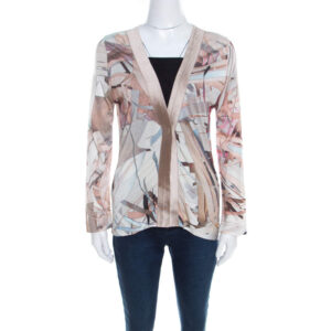 luxury-women-escada-used-clothes-p201040-005 escada feather brown abstract print knit button front soad cardigan s