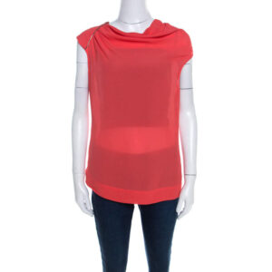 luxury-women-escada-used-clothes-p201082-004 escada coral orange silk embellished cowl neck sleeveless neslisah top m